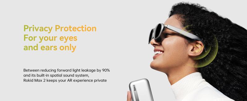 Rokid AR Max 2 Glasses, AI & AR Glasses, 300" 120Hz Ultra-HD Home Theater Screen, 50° FOV, 600 Nits Brightness, Adjustable up to -6.00D, Hi-Fi Sound & Private speakers,  Immersive Display for iPhone 16/15, Steam Deck, ROG, Mac, PC, Android & iOS