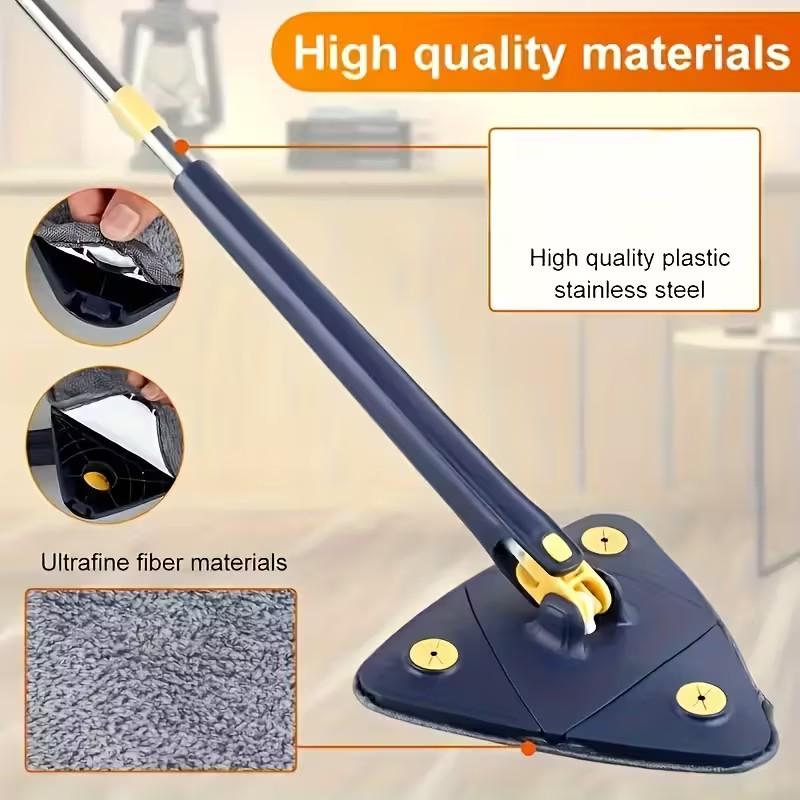 Triangular 360° Rotatable Floor Mop with Long Handle - Hands-Free Wringing, Wet & Dry Use Cleaning Tool for Floors, Walls, Ceilings, Corners & Glass