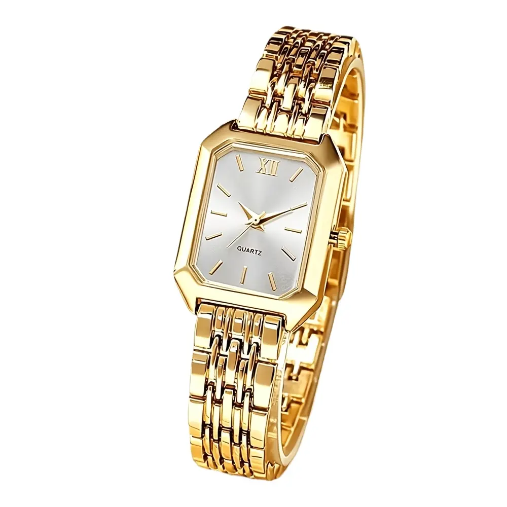 Women's Classical Chic Gold Tone Quartz Watch - Small Vintage Square Dial, Stainless Steel Alloy Strap, High Quality Lightweight Durable Analog, Women's Accessory, Birthday Gift, Daily Wear All-Match Fashion Watch, Gold Tone Watch, High Quality Watches