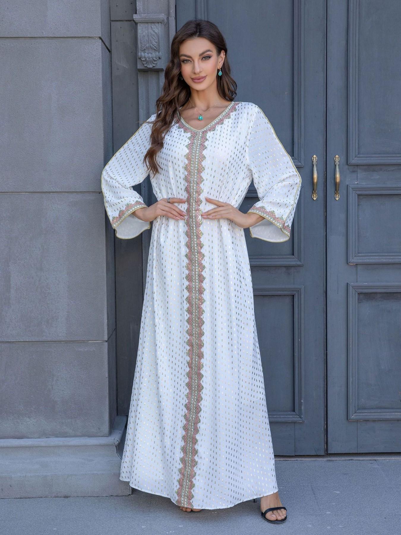 New Muslim Abaya for Women, European and American Style Cross-Border E-Commerce Fashion, Latest Design Long Robe