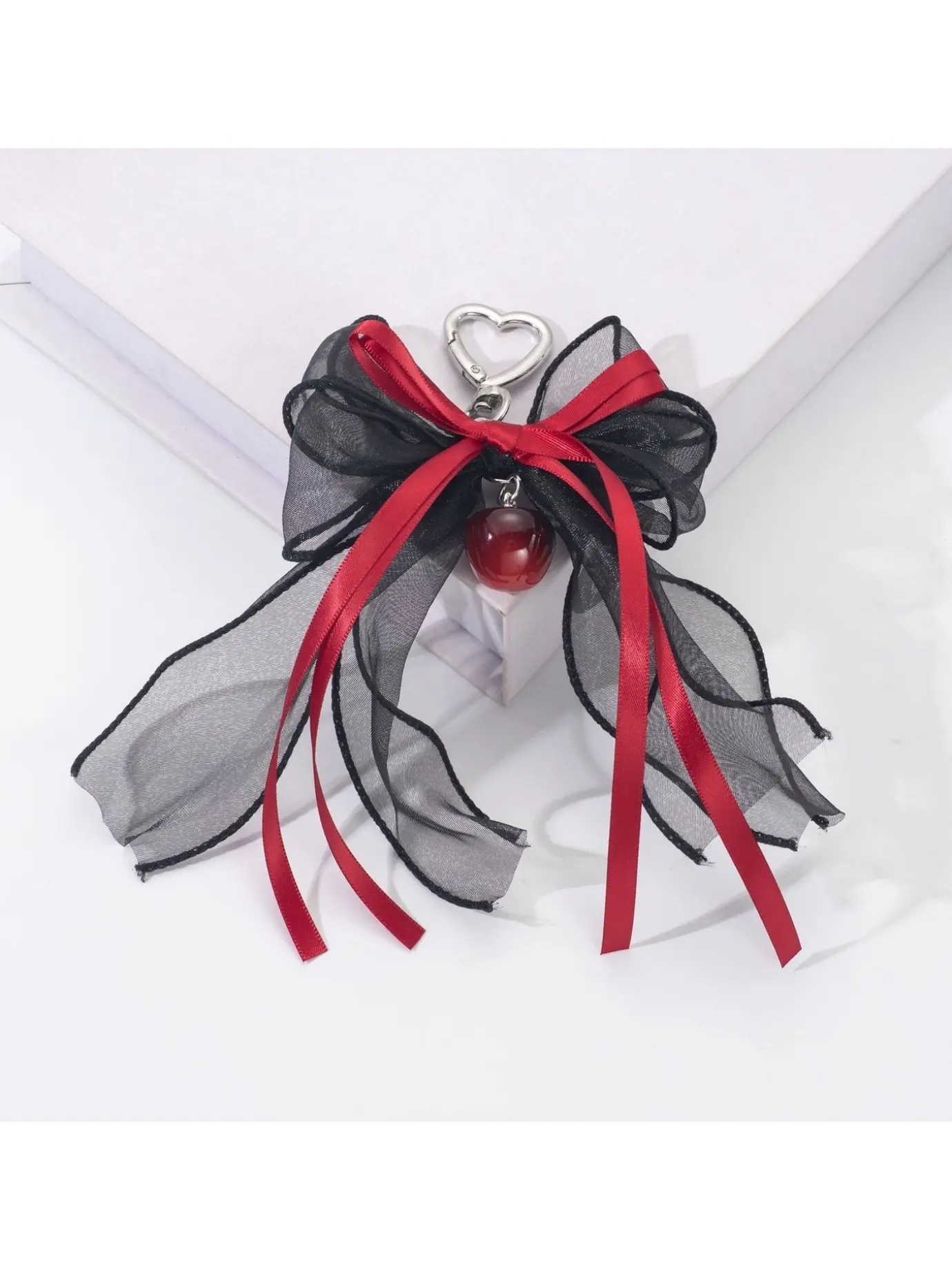Fashionable Sweet Cool Style Lace Bow Cherry Pendant Keychain Bag Charm, Boho All Seasons Hanging Ornament