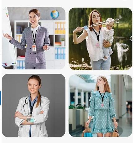 Stretchy Scrunchie Lanyard for ID Badges – Cute Neck Lanyard for Keys | Retractable Keychain Holder for Women