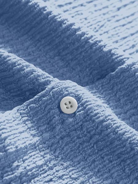 Men's Textured Button Front Shirt, Casual Regular Fit Short Sleeve Collared Top for Summer, Summer Leisure Top 2024, National Day Clothing, Men's Clothes for Daily Wear, Menswear