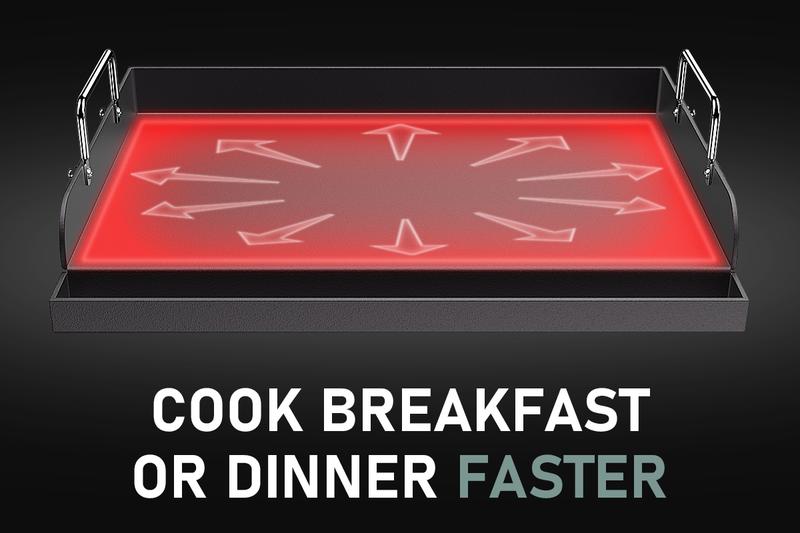 Uniflasy 17" x 13" Nonstick Cast Iron Griddle for Gas Grill, Large Griddle Insert for Outdoor Gas Grill, Heavier Flat Top Griddle Cooking Skillet Plate Teppanyaki for Electric/Gas Grill/Camping Tailgating