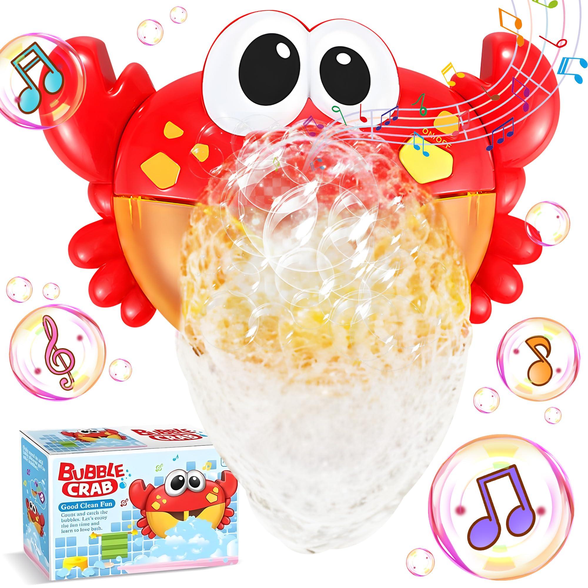 Crab Bubble Machine Toy for Bath Time, Electric Musical Crab Bath Toy for Infants and Toddlers, Fun Water Play for Boys and Girls, Bath Bubble Maker