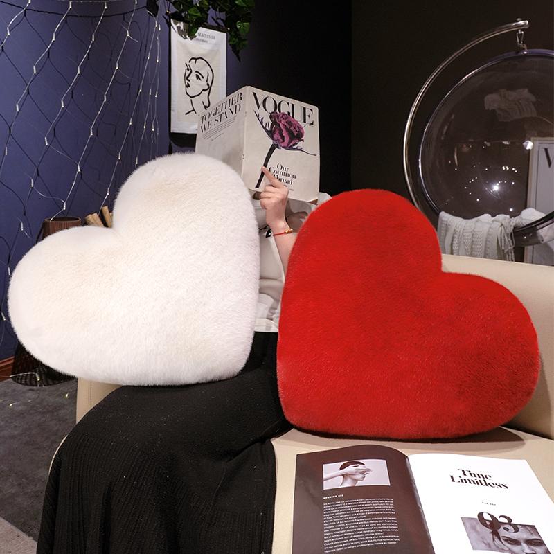 Heart Pillow with Pillow Core, Love Gift, Large Heart Shape, Sherpa Material, Room Décor, Throw Pillows for Living & Bedroom
