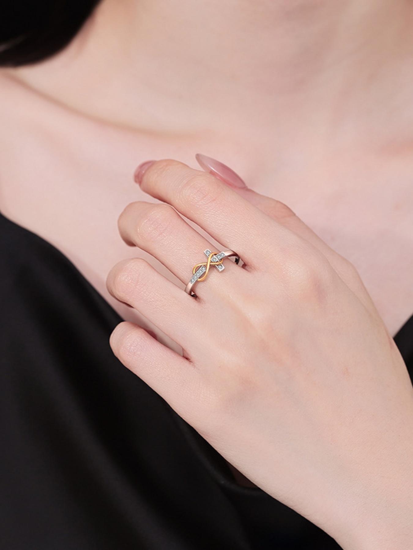 Infinite Symbol Number 8 Cross Ring, Fashion Index Finger Ring for Women, Perfect Gift for Dates, Essential Daily Wear Jewelry