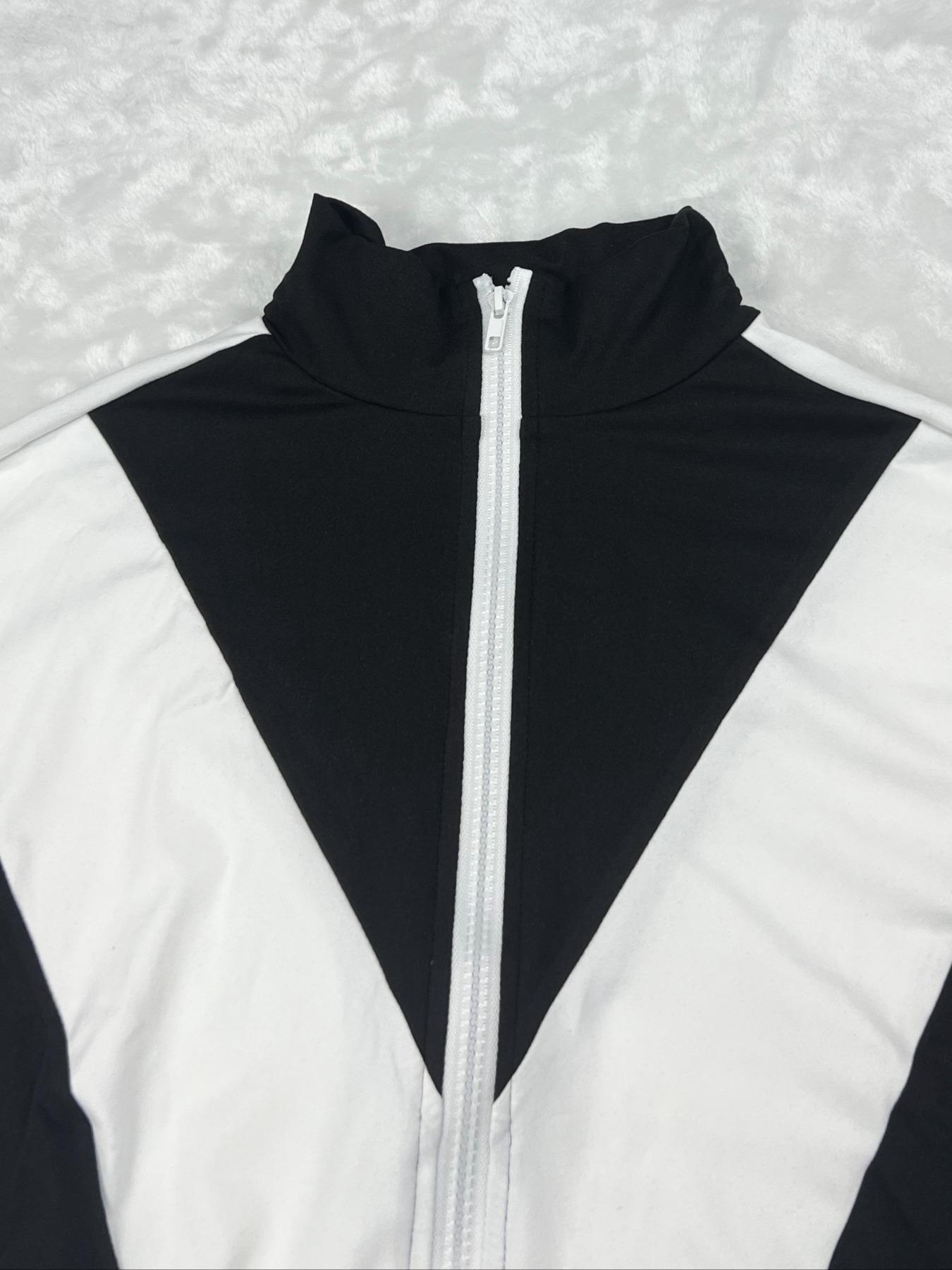 No Pants Included, Women's Patchwork Casual Long Sleeve, Zipper Drawstring Sportswear, Fitted All Seasons Outerwear, Yoga Jacket Top