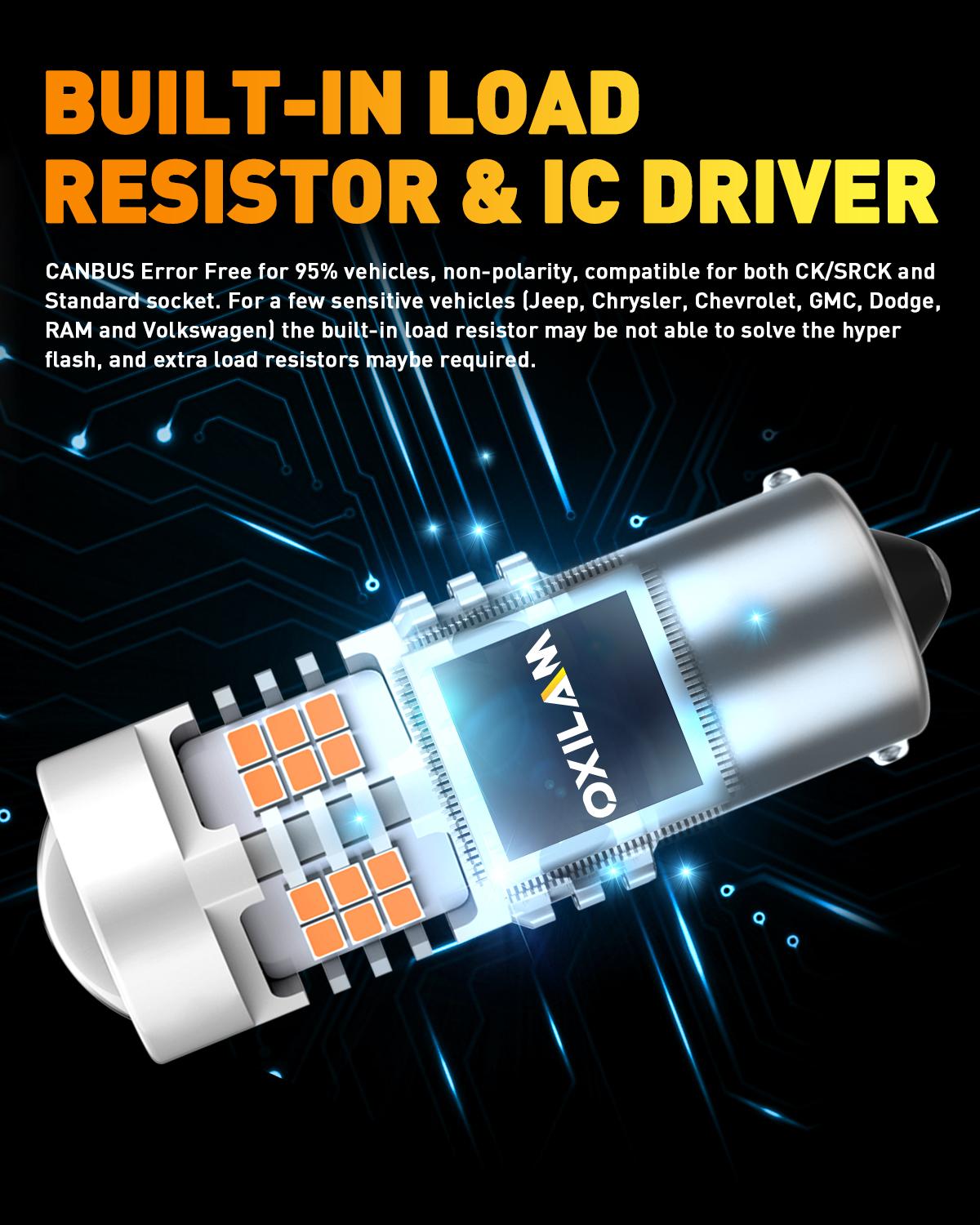 OXILAM BA15S 1156 LED Turn Signal Light Bulb CANBUS Error Free 2200K Amber Yellow 2800LM for 7506 1156A 1003 1141 P21W Bulb Replacement, Pack of 2 OXILAM BA15S 1156 LED Turn Signal Light Bulb CANBUS Error Free 2200K Amber Yellow 2800LM for 7506 1156A 1003 1141 P21W Bulb Replacement, Pack of 2