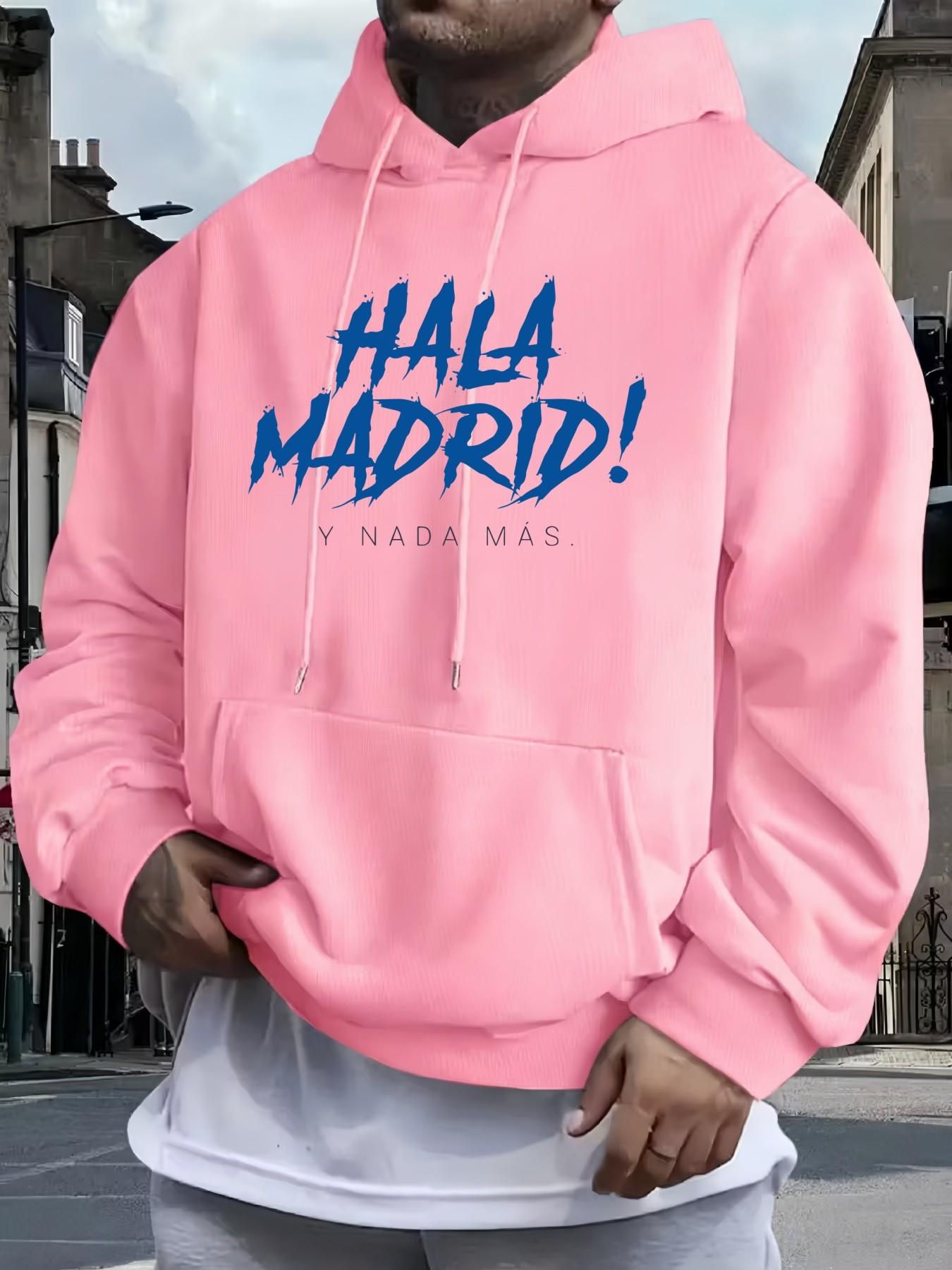 Men's Hala Madrid! Oversized Hoodie, Casual Loose Fit, Soft Comfortable Fabric, Ideal for Daily Wear and Sports, Trendy Printed Design