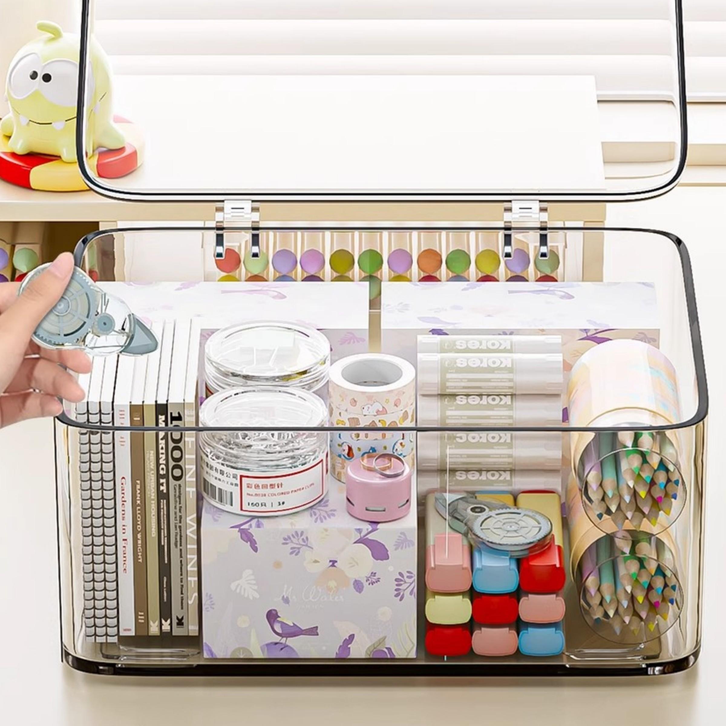 Two-Pack Transparent Plastic Storage Boxes with Lids, Stackable Food Storage Containers, Large Capacity for Kitchen, Fridge, Medicine Cabinet