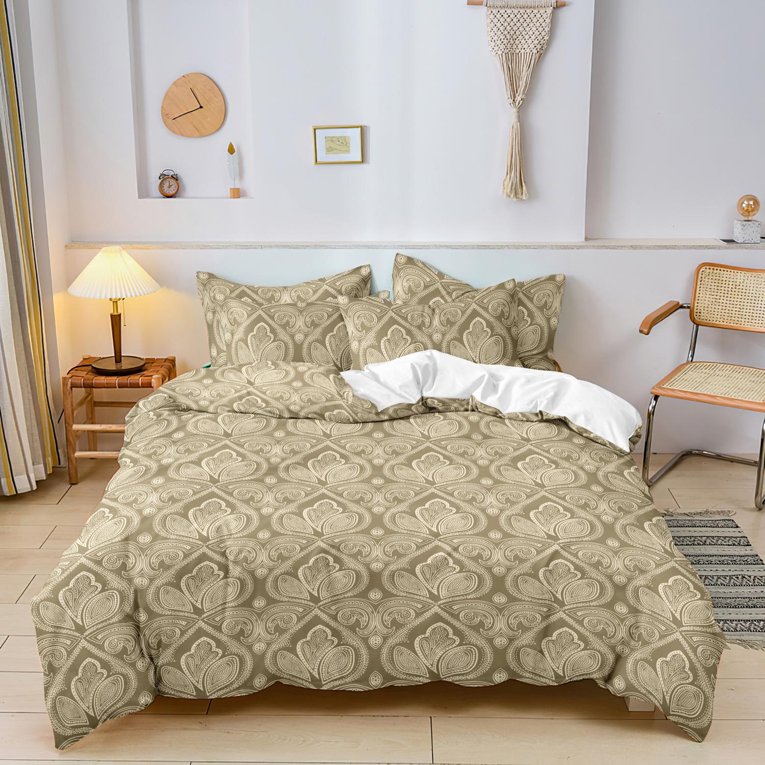 Mandala Floral Pattern Decorative Duvet Cover Set, 3 Counts/set Including 1 Duvet Cover & 2 Pillowcase without Filler, Soft Comfortable for Home Bedroom