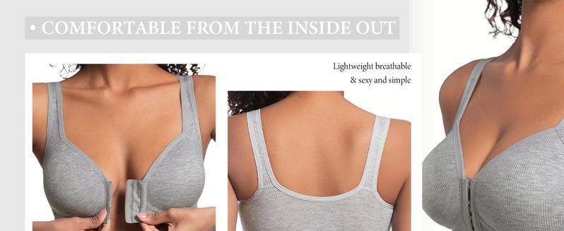 4 Pack Adjustable Easy-Hook Front Closure Push-Up Bra, Wire-Free Seamless with Side Support for Smoothing Lightweight Comfort in Spring & Summer