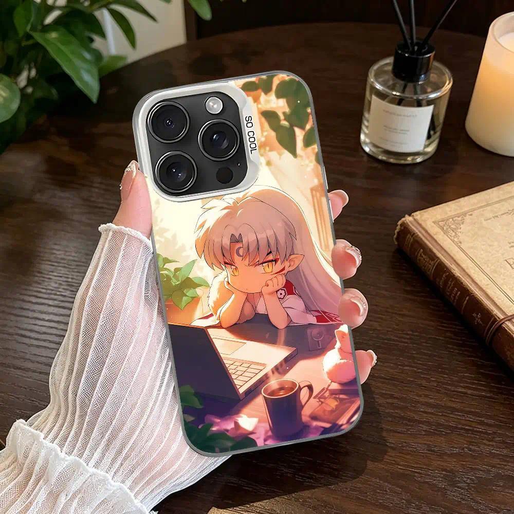 Cartoon Inuyasha Art High-Detail Silver Electroplated Shockproof Phone Case, Multi-Model Fit for iPhone 11-17 Pro Max/Plus & Samsung Galaxy S23-S25, iPhone & Galaxy Compatible Mobile Phone Accessory, Ios & Android