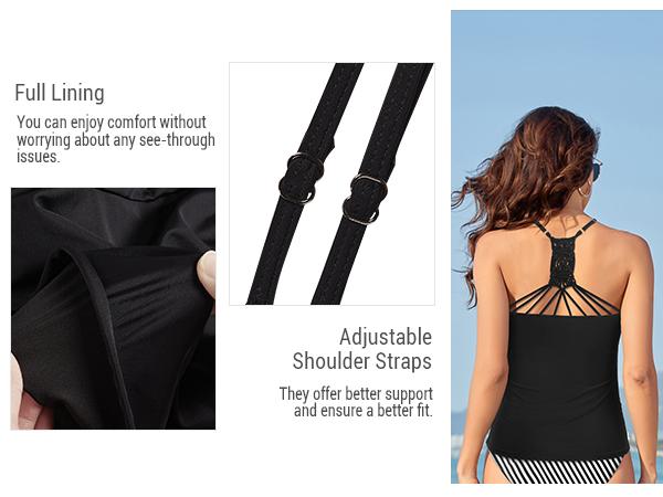 Holipick Tankini Top for Women V Neck Tummy Control Swim Top Ruched Bathing Suit Top Only No Bottom