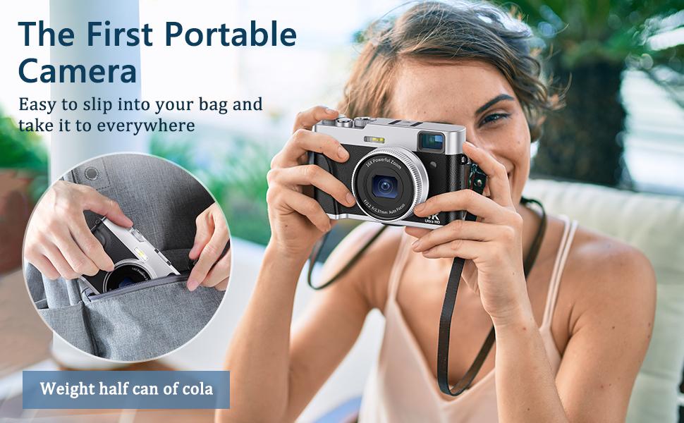 Summer 2025 Edition | 4K Digital Camera with Viewfinder & Flash |  Retro Autofocus Vlogging Camera for All Ages | Easy Setup | 16X Zoom | Time Lapse | Selfie | Compact Travel Camera with 32GB SD Card & Wrist Strap Included