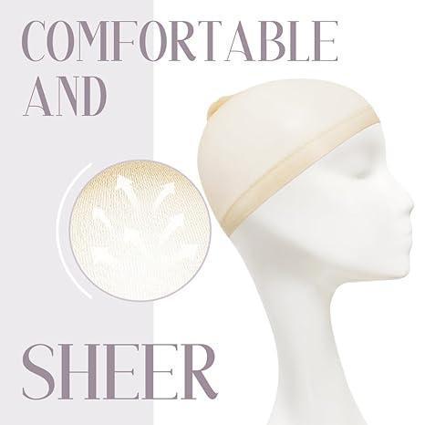 [Gift] Bling Hair 1pack 2pcs Wig Cap For Lace Wig Transparent Stocking Wig Caps for Women Lace Front Wig Invisible Thin Nylon Cap Bulk for Women