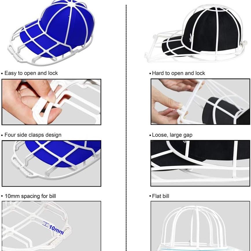 Hat Washer Cage for Washing Machine, Baseball Cap Cleaner Frame, Cap Shaper & Hat Protector