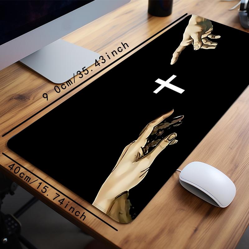Creative Gesture & Cross Finger Pattern Extended Mouse Pad for Fall, Rectangle Gaming Keyboard Mouse Pads with Stitched Edge, Keyboard Pad, Work Desktop Accessories, Aesthetic, Vintage, Extended Mousepad