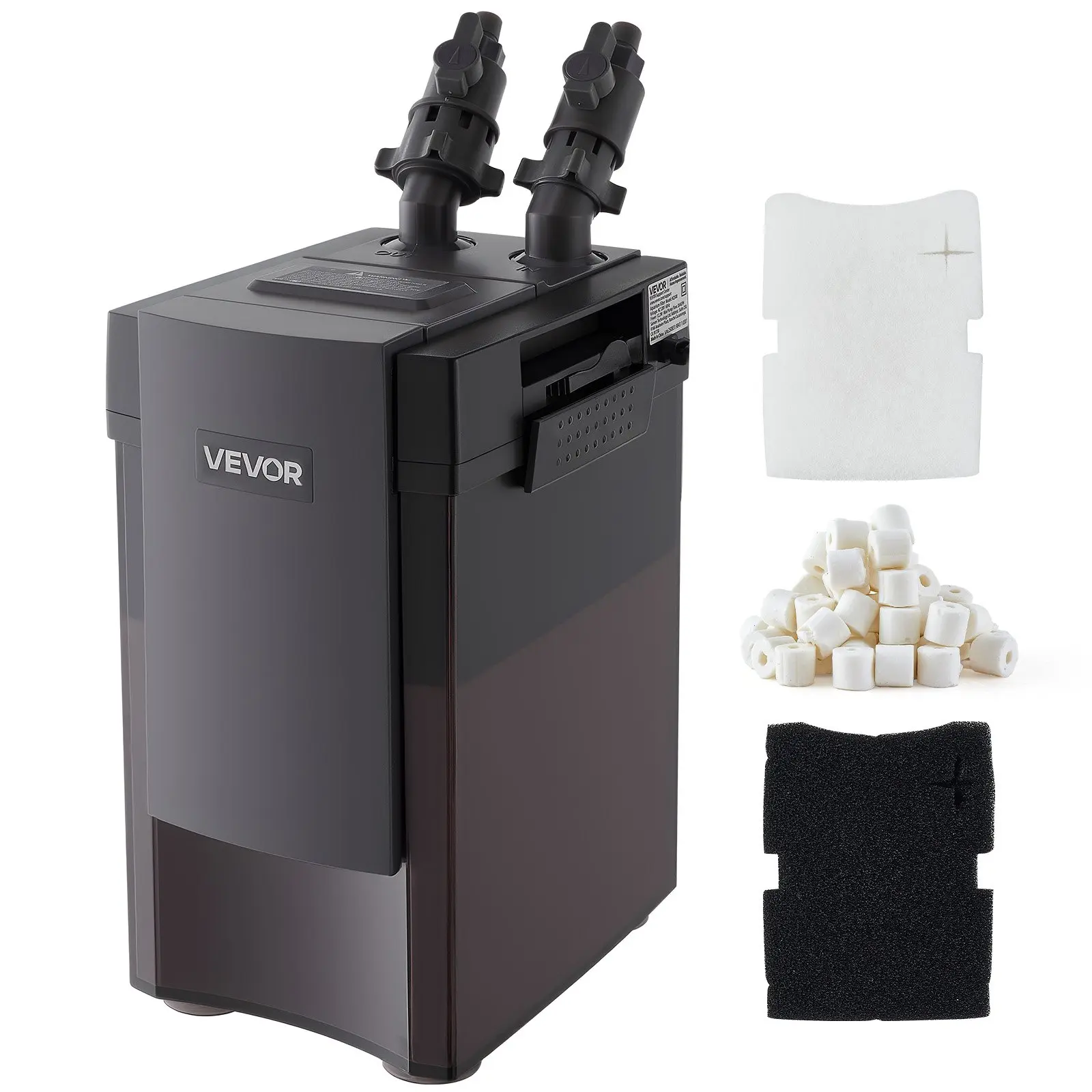 VEVOR 396GPH Canister Filter, 4-Stage External Aquarium Filter with Powerful Pump, Water Circulation Cleaning Machine with Media for Large Fish Tanks and Aquariums Up to 125 Gallons, for Freshwater