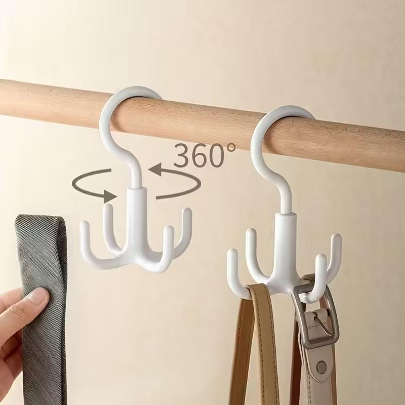 Rotating Hook Space-Saving Multi-Functional Closet Organizer, No Drilling Required, Perfect for Belts, Ties, Bras, Scarves, Storage Helper