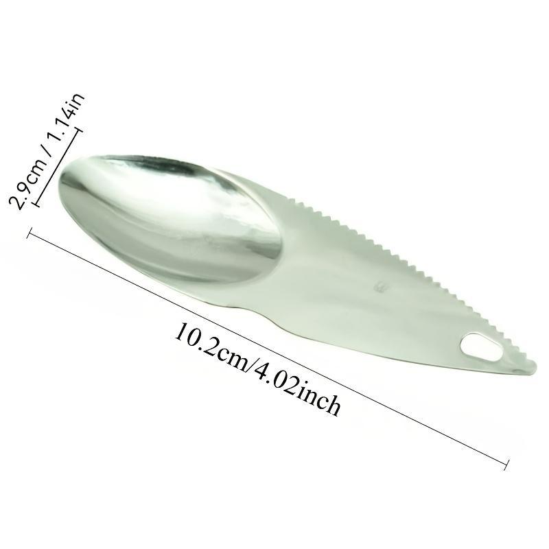 304 Food Grade Stainless Steel Multifunctional Fruit Tool - 36g Durable Serrated Edge Spoon for Peeling Kiwi, Cutting Avocado, Kitchen Utensil Gadget with Quality Assurance