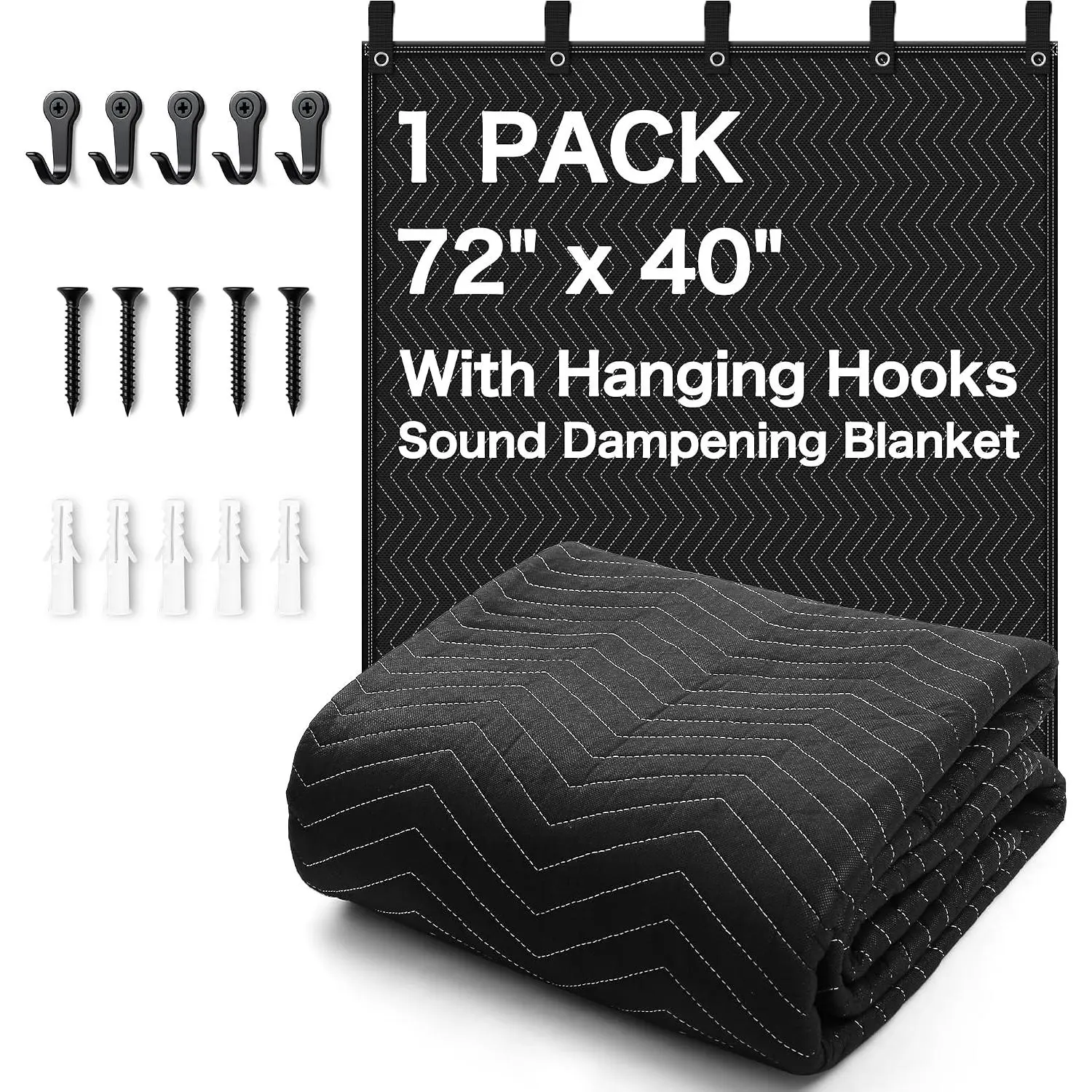 72" x 40" Sound Dampening Blanket with Grommets,Heavy Duty Sound Absorbing Blanket for Recording Studio,Noise Reduction Soundproof Blanket,Light Blocking Acoustic Moving Blanket,Podcast Room,Theater