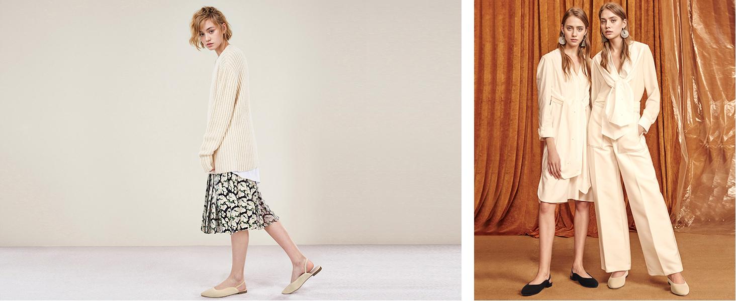 MUSSHOE Pointed Toe Slingback Flats for Women Comfortable and Chic SpringStatements