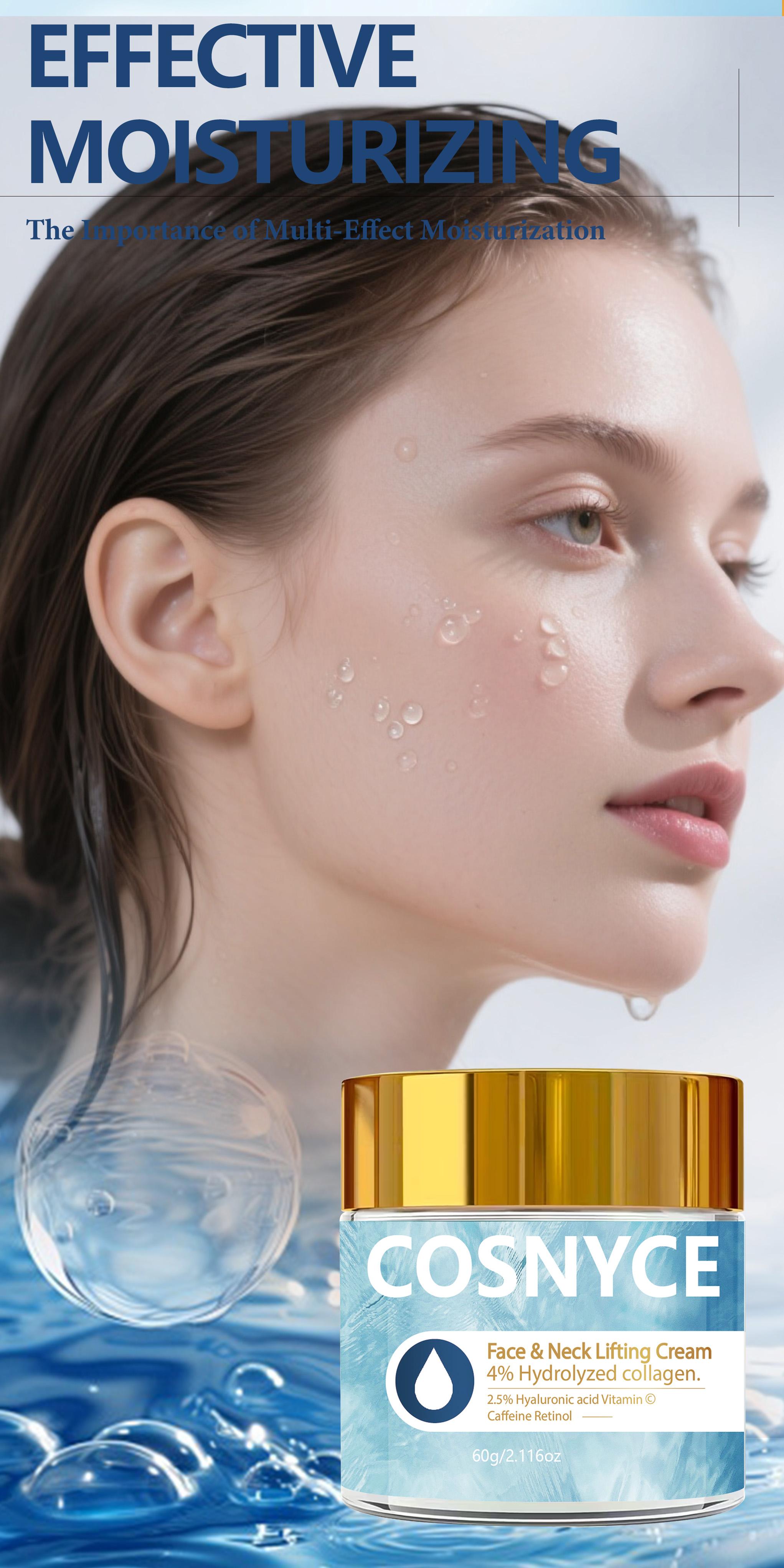 60g Collagen Face Cream with Hydrolyzed Collagen, Vitamin C, Smooth Moisturizing, Alcohol-Free, No Scent, Non-Greasy, Easy Absorption