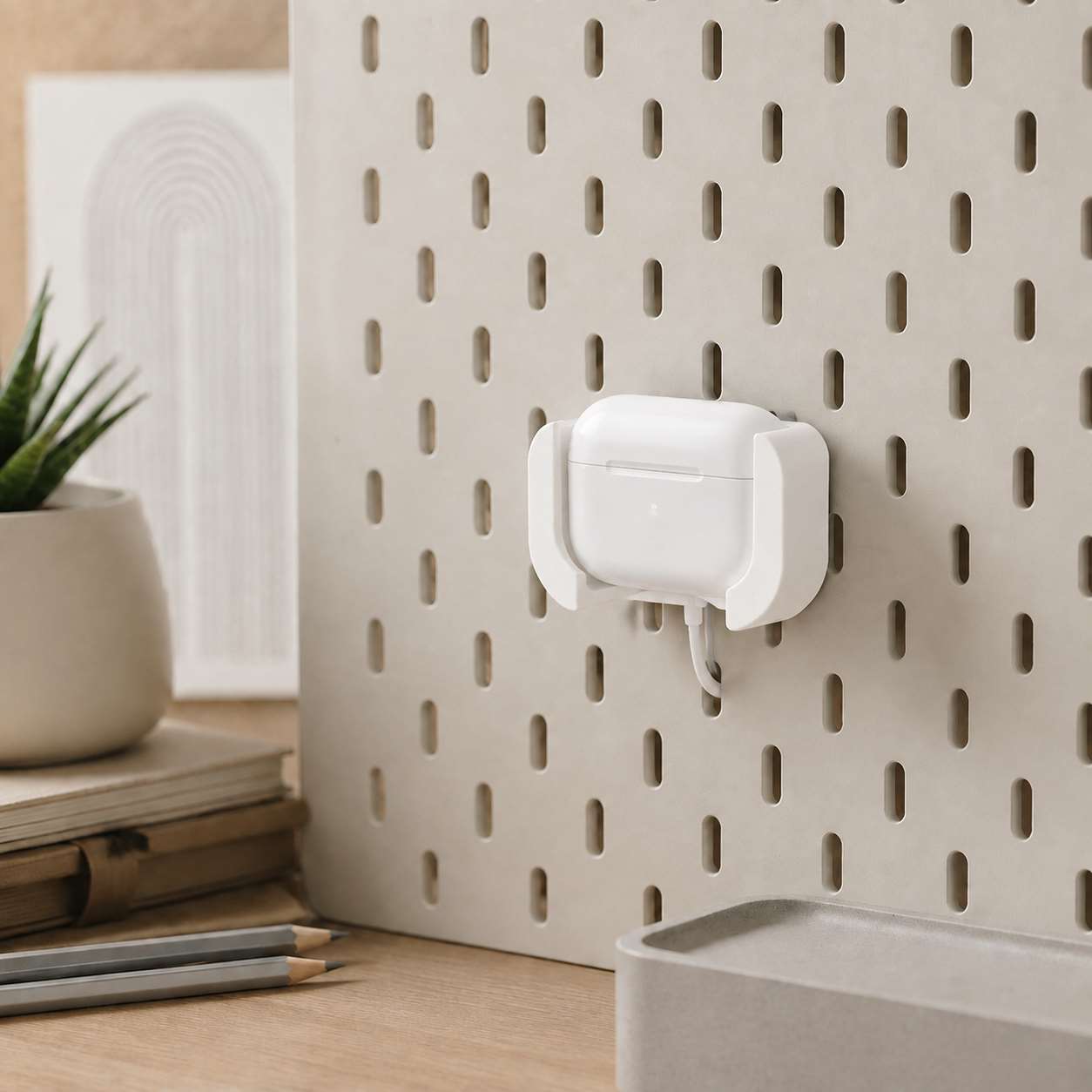 Skadis Pegboard Compatible Earphone Charging Stand Wall Hanging Cable Organizer Holder