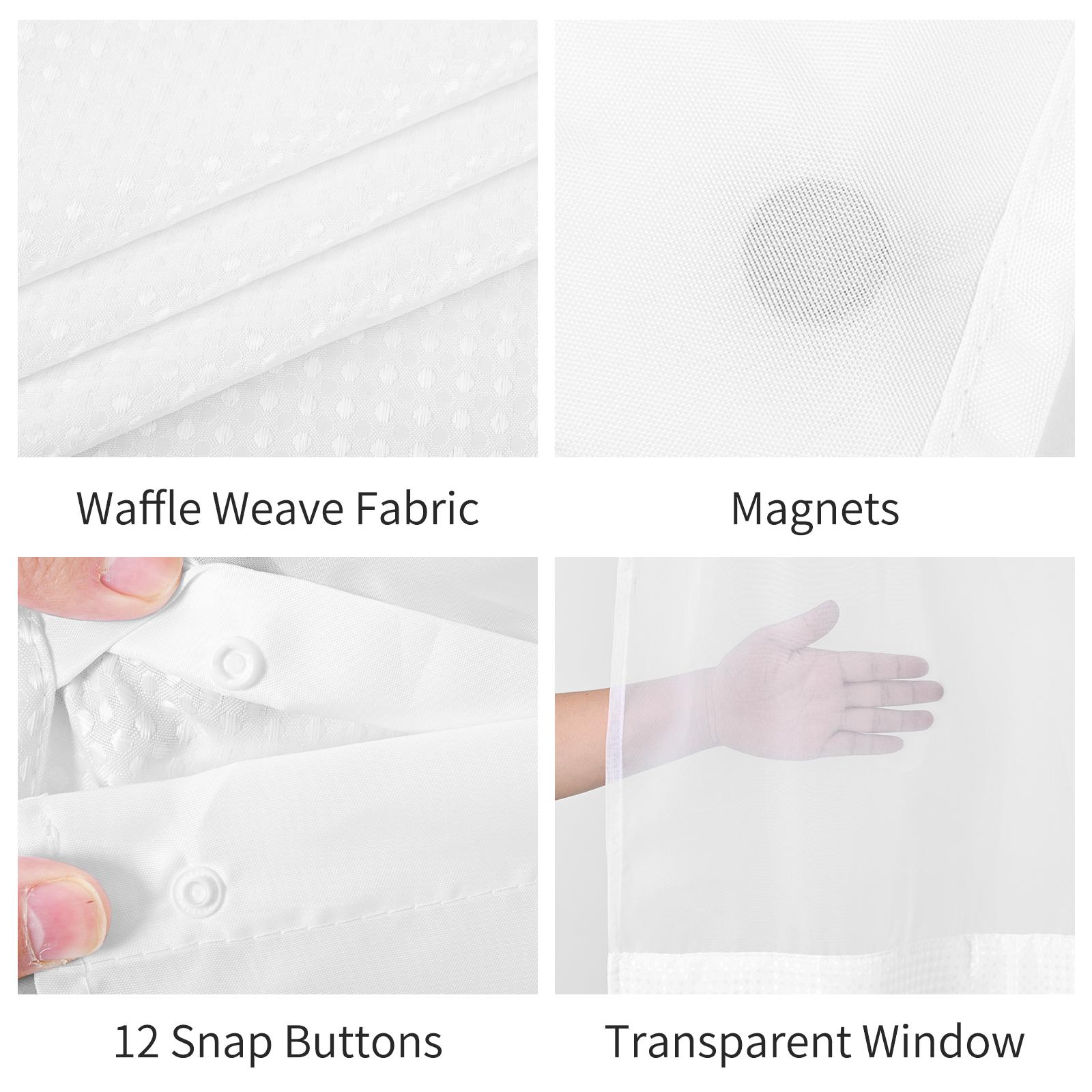 FANI Sage Green Waffle No Hook Shower Curtain with Snap in Liner Waterproof & Washable 72"W x 74"H,72''W x 84''H See Through Top Window Replacement for Bathroom Cortina de ducha impermeable