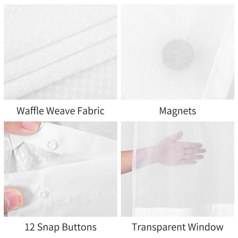 FANI Sage Green Waffle No Hook Shower Curtain with Snap in Liner Waterproof & Washable 72"W x 74"H,72''W x 84''H See Through Top Window Replacement for Bathroom