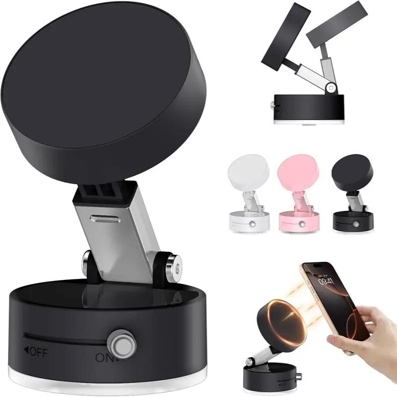 Vacuum Magnetic Suction Phone Holder, 2025 New Magnetic Suction Phone Mount, Foldable Portable Double-Sided Vacuum Magnetic adsorption Adjustable Mobile Phone Holder for All Phones, Cell Phone Mount