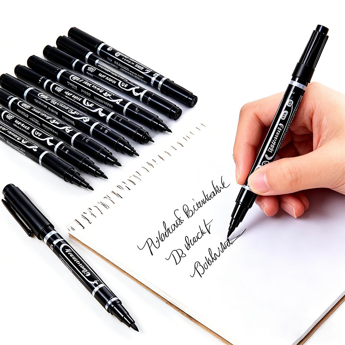 10 pcs double-ended markers, multi-color sketch pens, black, red, blue, smooth writing, quick-drying and smudge-proof markers, waterproof and fade-resistant lining, suitable for drawing and writing, office supplies, school supplies, ideal holiday gifts