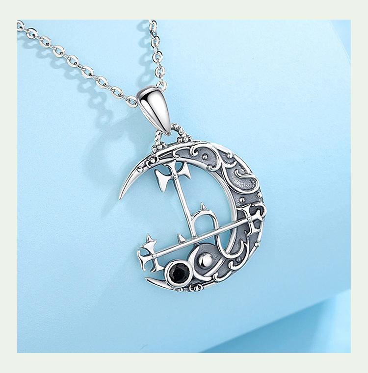 925 Sterling Silver Lilith Moon Necklace, Lilith Sigil Goddess Pendant, Pagan Triple Moon Amethyst Amulet, Personalized Witchy Jewelry Gift