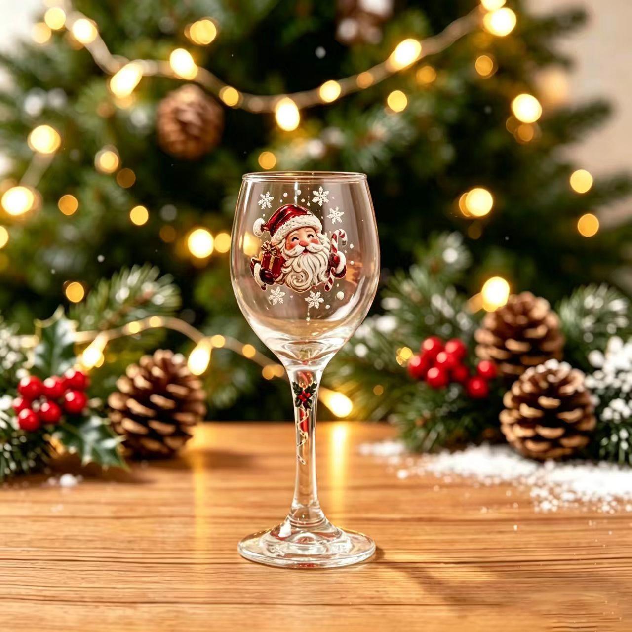 Creative Christmas Glass Art Tall Cup, Luxurious Holiday Glassware, Unique Winter Snowflake Design, Festive Table Decor, Elegant Gift Idea