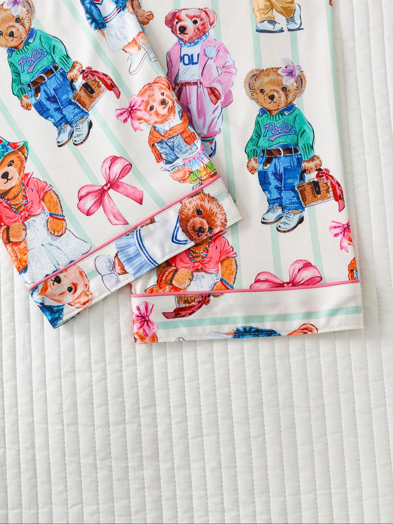 Elegant Women's Spring Autumn Pajama Set, Heart Pattern Long Sleeve Top  & Soft Comfortable Pants, Perfect for Home Wear