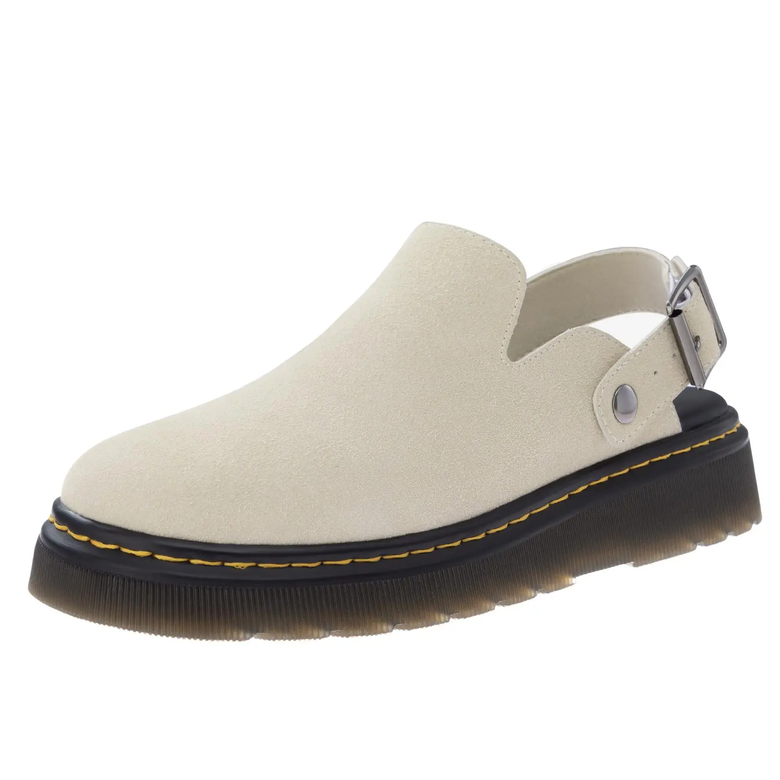 Women's Suede Platform Clogs - Waterproof Slip-On Print Mules with Adjustable Slingback Strap, Zip, V-Shaped Instep, Wear-Resistant TPR Outsole, Sponge Cushioning, Non-Slip Thick Sole, Synthetic PU Fabric, Stud Accent, Comfortable Heels & Footwear
