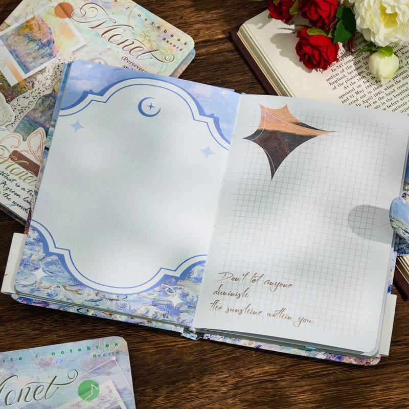 96-Page Oil Painting Style Gold Foil Magnetic Notebook, Vintage Art Journal, Premium Gold Foil Hardcover, Colorful Thickened Illustrations, Girl's Diary