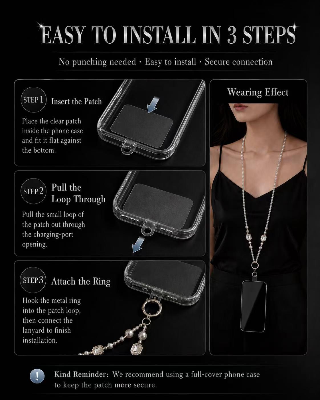Luxurious Pearl Beaded Diagonal Clip Pendant, Long Neck Strap, Anti-Loss Lanyard, Phone Lanyard, 1 Piece, Elegant Accessory