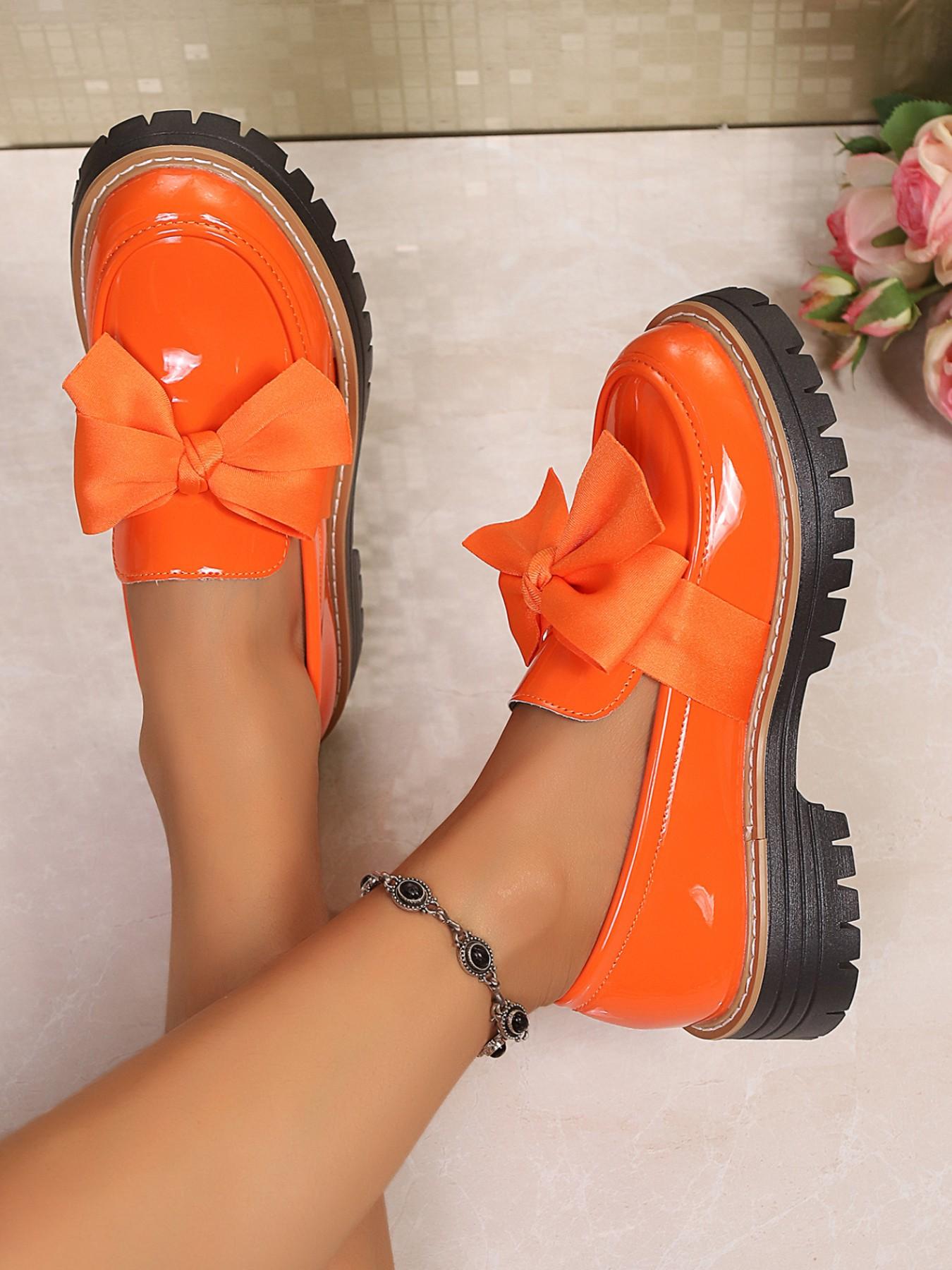 Women's New Fashion Low Heel Flat Shoes, Mary Jane Bow Leatherette Pumps, Comfortable Lightweight Mid-Heel Walking Shoes, Valentine's Gift