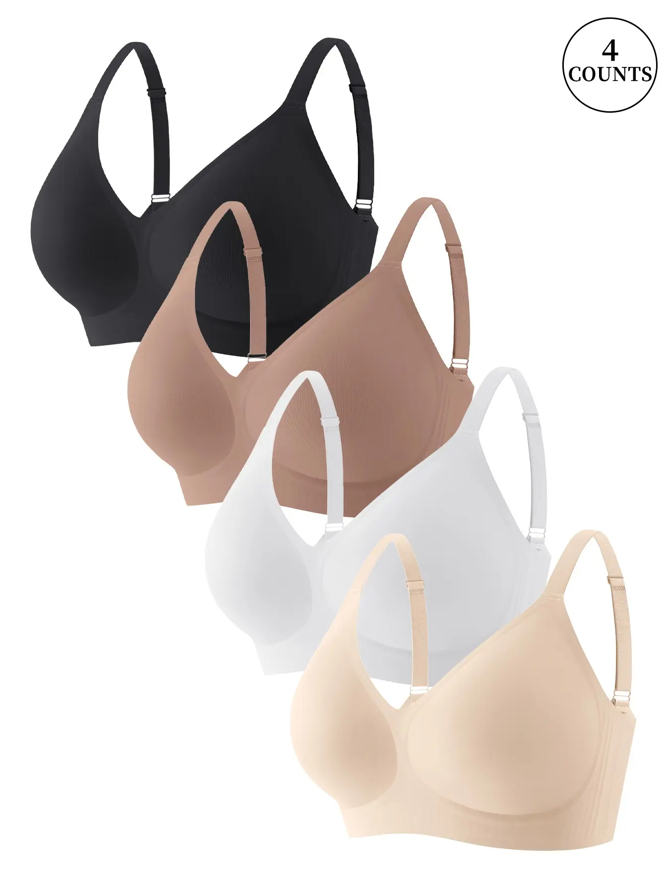 Women's Jelly Bras, Seamless Lift Bra, Wireless Push Up, No Underwire, Full Coverage, Medium Support, Casual Comfy Bra, Fitted, All Seasons, Bra Pack