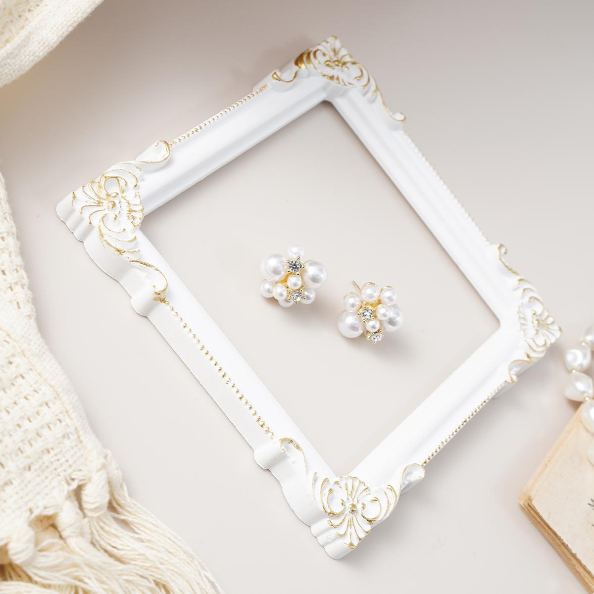 European Style Gold-Trimmed Mini Carved Frame, Resin Hand-Painted Indoor Desktop Decor, DIY Craft Kit, Wedding & Festival Decoration
