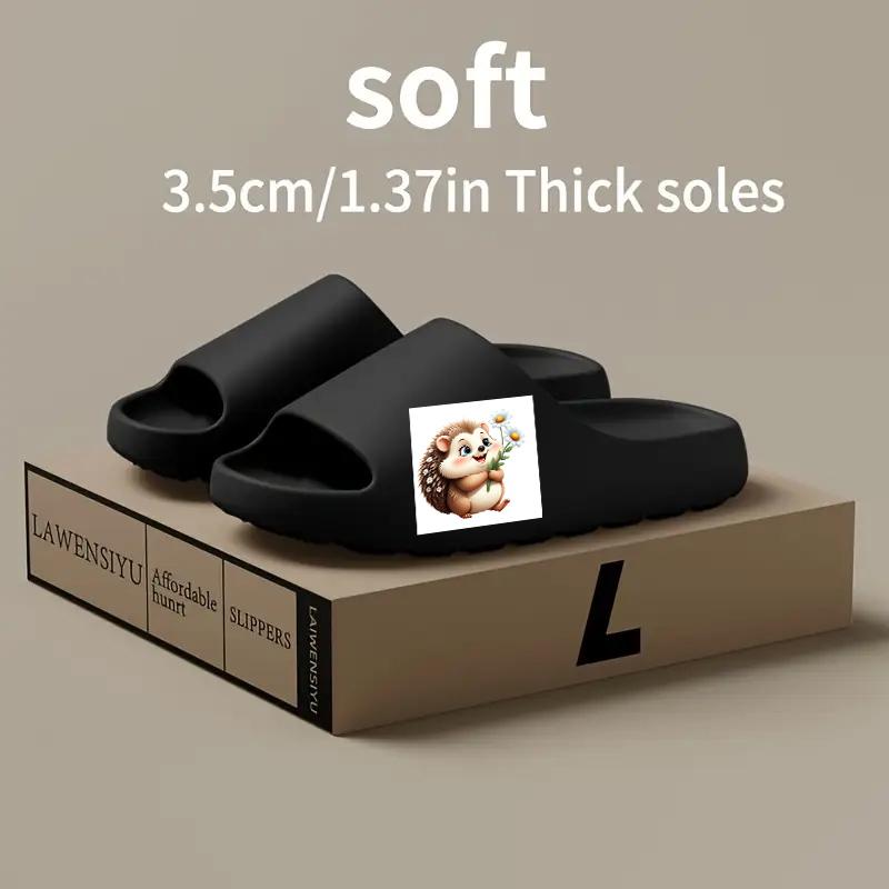 Cute Hedgehog with Daisies Slippers for Women Men Kids Soft Comfortable Indoor Home Non-slip Warm Fuzzy Animal Print Cartoon Casual House Shoes