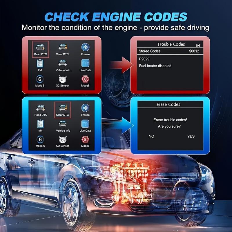 V519 Car Code Reader Obd2 Fault Detector Multi-Function Scan Tool, Automotive Diagnostic Scanner, Car Troubleshooting Device, Car Battery Tester