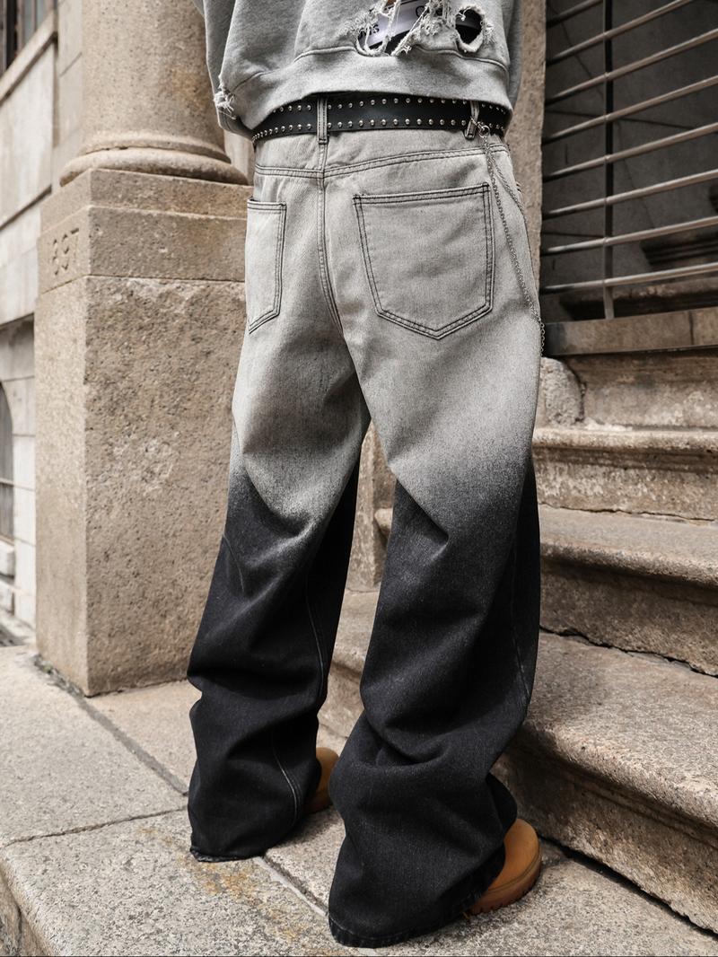 Four-Season Gradient Washed Vintage Loose Straight Jeans, Y2K Street Style Denim Jeans, Perfect Gift for Husband or Boyfriend