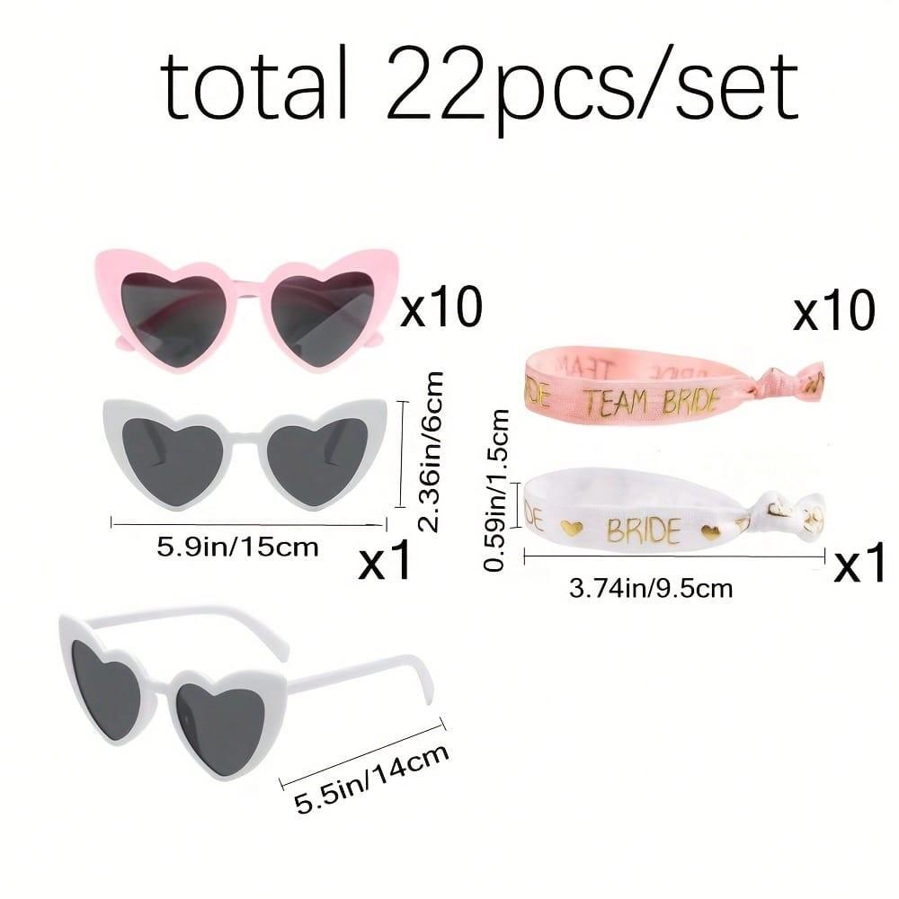 22 Pieces Bachelorette Proposal Gift Set, Single Party Glasses, Bride Squad Headbands, Wedding Accessories, Fun Party Supplies