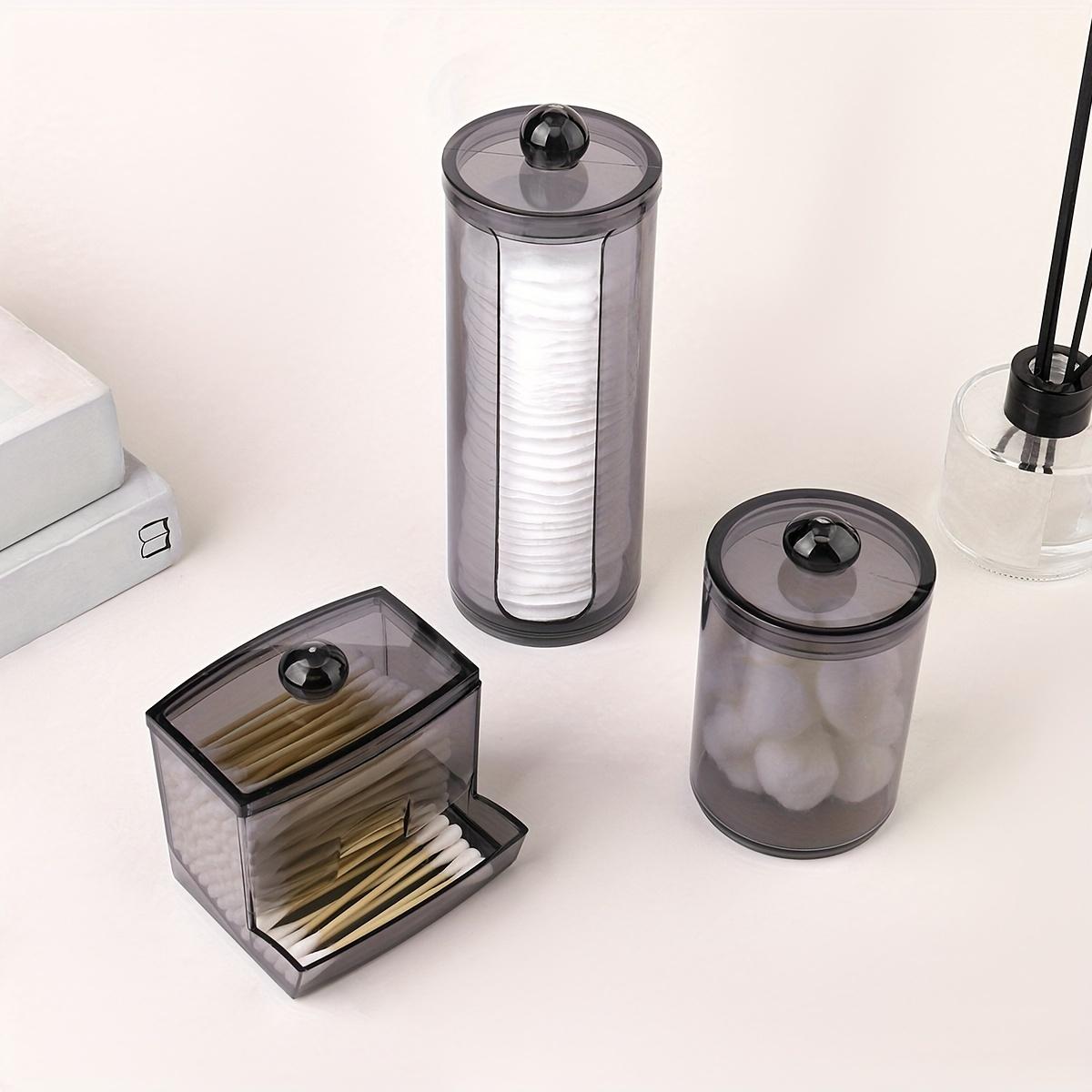 Clear Plastic Transparent Storage Box, 3 Counts/set Modern Simple Storage Jar Canister with Lid, Bathroom Accessories Set, Home Organizer for Cotton Swab, Ball, Pads, Floss, Bottles Containers