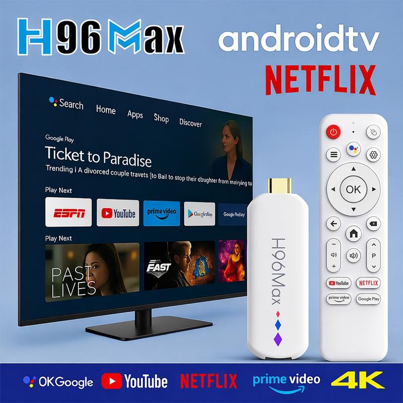 Android 14 TV Stick 4K UHD H96MAX TV Box | 5-Core ARM GPU, Dual-Band WiFi, BT, Voice Remote | Supports Netflix Disney+ Streaming