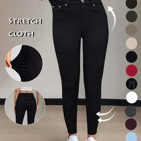 【Black Friday】GILIPUR Women's Y2K Plain Button Fly Pants with Pockets, Casual Comfy Stretchy Skinny Pants, All-Season Leggings for Fitness, Yoga, Gym and Workout, Ladies Athleisure Bottoms for Fall & Winter #GLOBAL PICKS